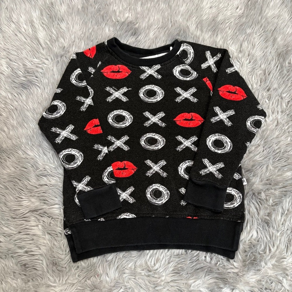 Bums & Roses Pullover‎ XO Valentines Black Toddler 3T Unisex